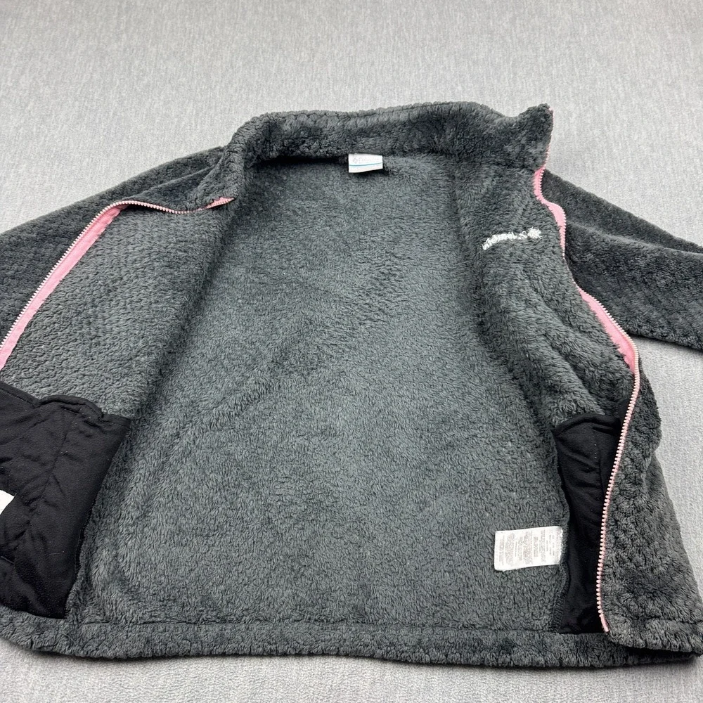 Columbia Jacket Girls Large 14-16 Gray Sherpa Fleece Full‎ Zip Fire Side Kids